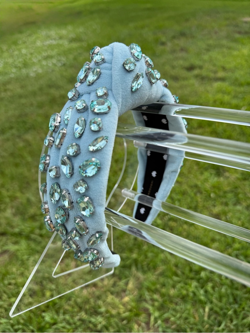 Lele Sadoughi Birthstone Aquamarine Light Blue Crystal Headband
